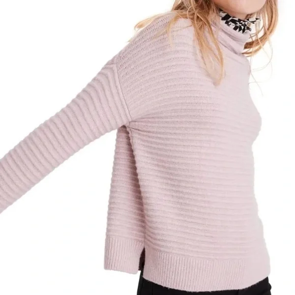 Madewell Wool Blend Sweater Women’s Size Small Mockneck Belmont Blush Pink Top S - Picture 3 of 10